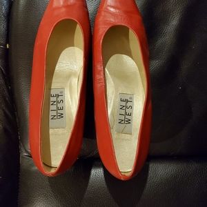 Nine West Red Leather Pumps- 7-1/2M